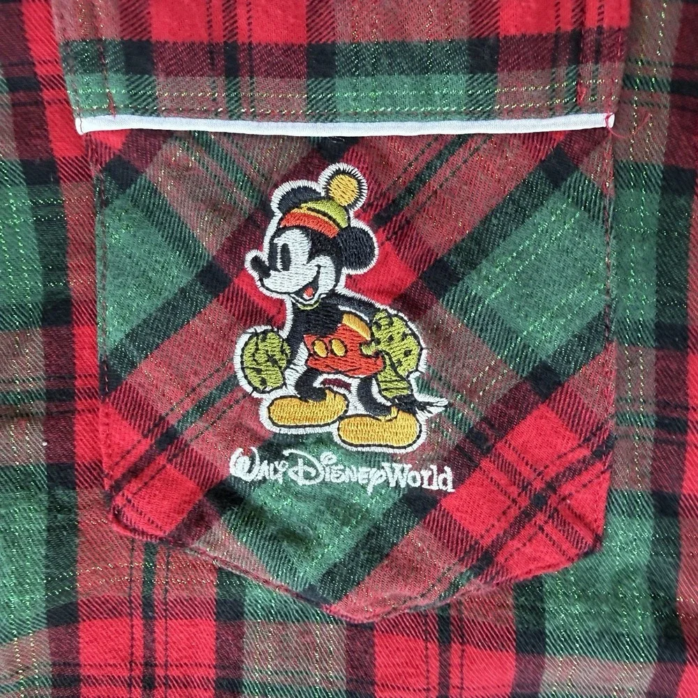 Disney Parks Women's Flannel Plaid Mickey Sleep Shirt Nightgown Nightshirt 2X - Picture 2 of 9